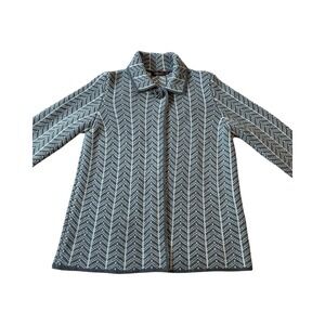 Bianca G. Womens Gray Chevron Knit Wool Blend Button Front Cardigan‎ Jacket S